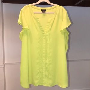 Ann Taylor Ruffle Sleeve V-Neck Blouse